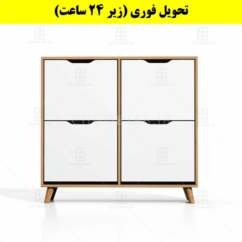 جاکفشی داشبوردی چهار درب النا – طول 100 (تحویل فوری) سفید گردویی