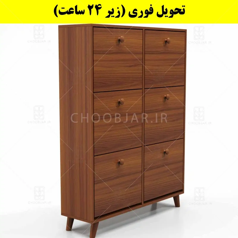 جاکفشی داشبوردی شش درب دستگیره چوبی – طول 100 (تحویل فوری) فندوقی