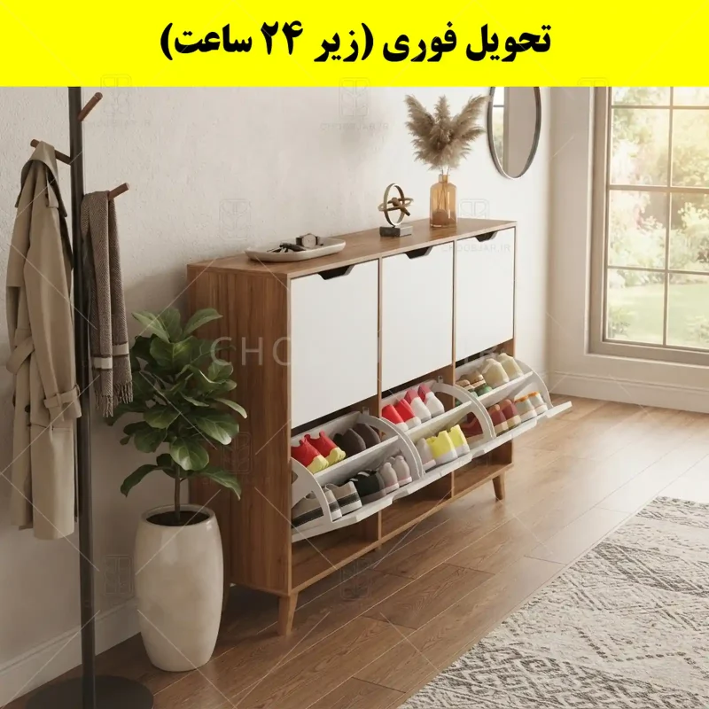 جاکفشی داشبوردی شش درب النا – طول 150 (تحویل فوری) سفید گردویی