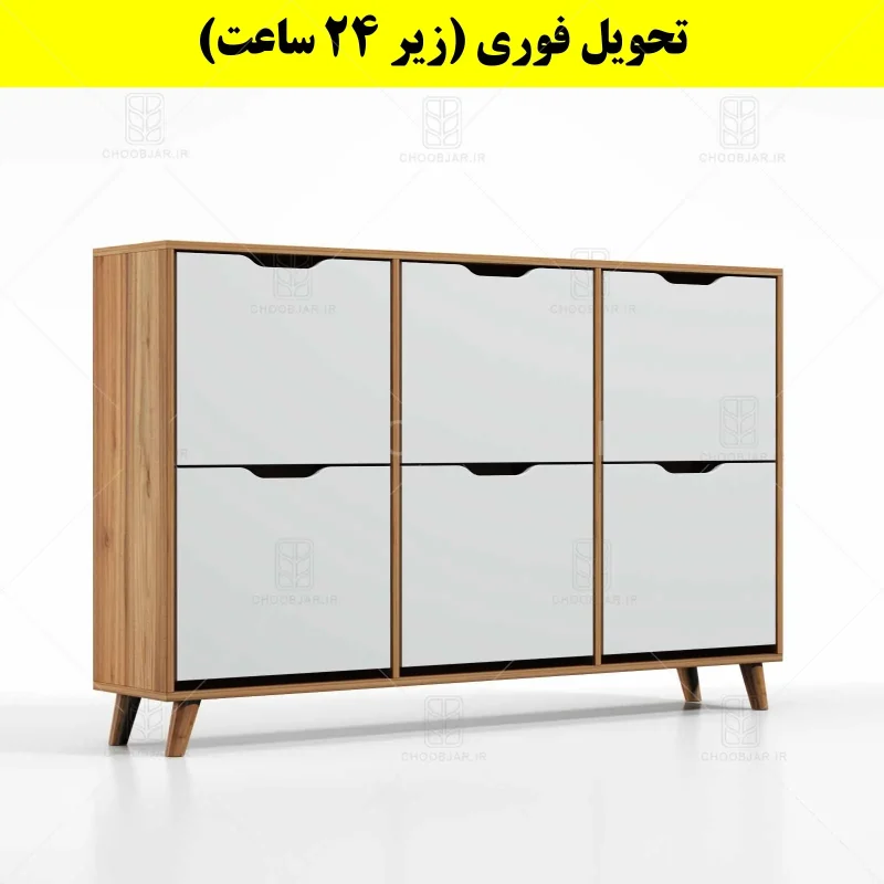 جاکفشی داشبوردی شش درب النا – طول 150 (تحویل فوری) سفید گردویی