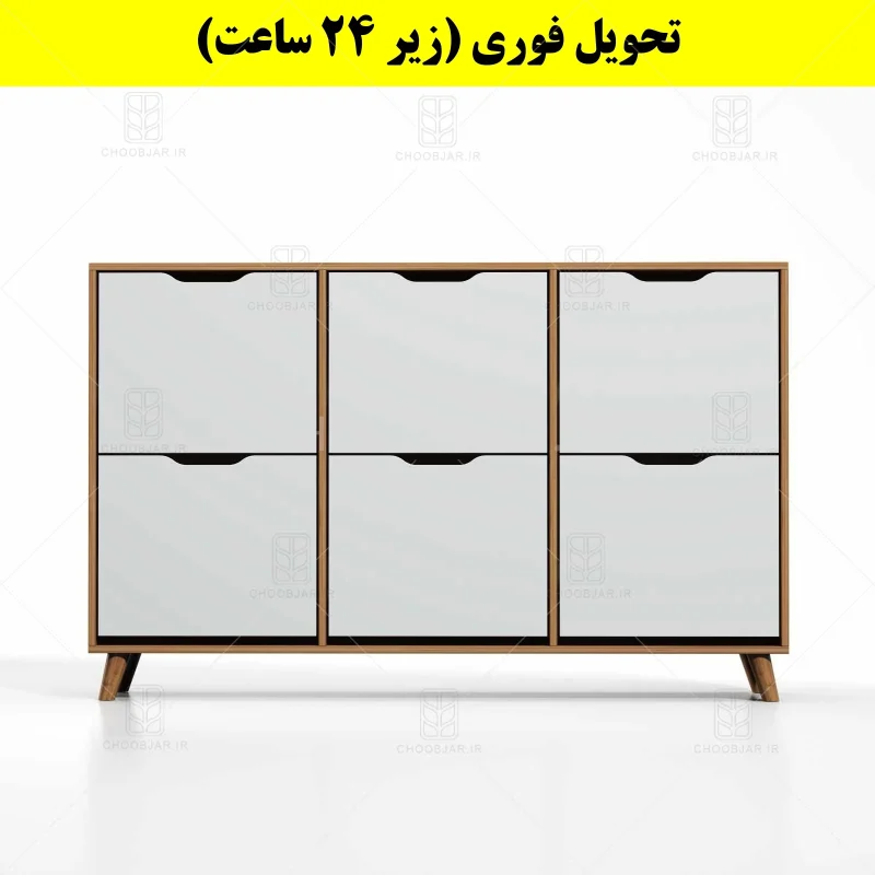 جاکفشی داشبوردی شش درب النا – طول 150 (تحویل فوری) سفید گردویی