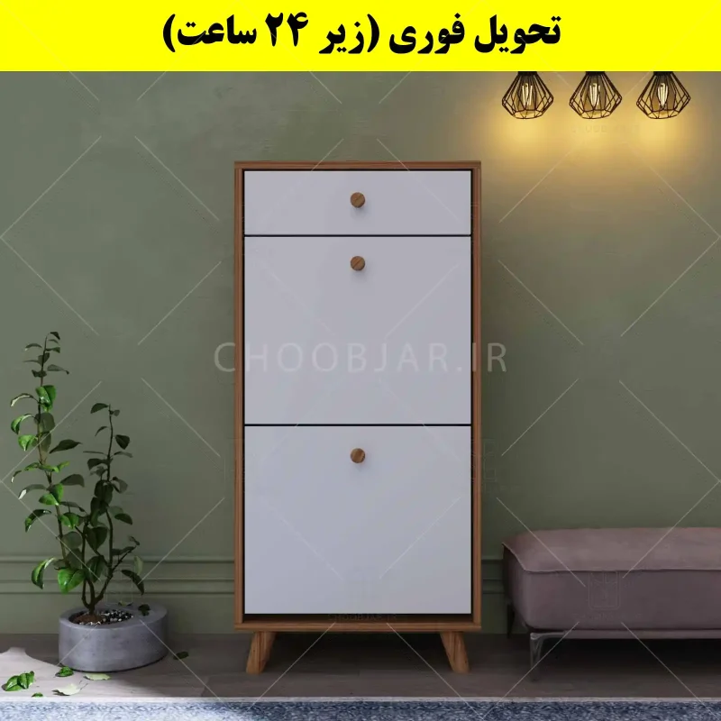 جاکفشی داشبوردی دو درب کشودار دستگیره چوبی – طول 50 (تحویل فوری) سفید گردویی جاکفشی داشبوردی دو درب کشودار دستگیره چوبی – طول 50 (تحویل فوری) سفید گردویی