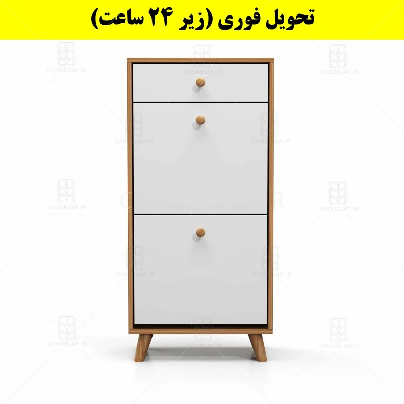 جاکفشی داشبوردی دو درب کشودار دستگیره چوبی – طول 50 (تحویل فوری) سفید گردویی جاکفشی داشبوردی دو درب کشودار دستگیره چوبی – طول 50 (تحویل فوری) سفید گردویی