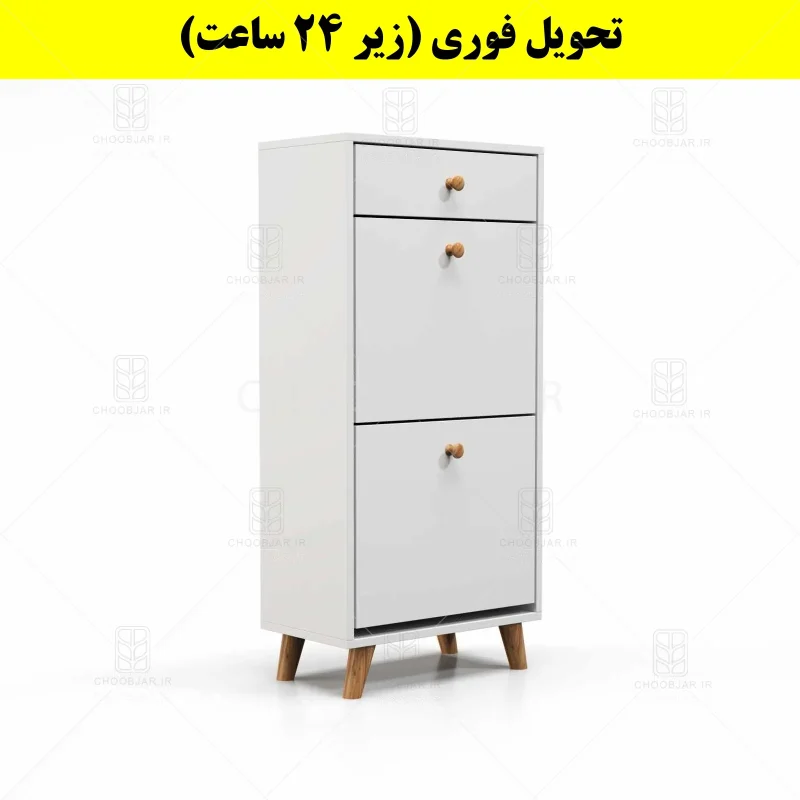 جاکفشی داشبوردی دو درب کشودار دستگیره چوبی – طول 50 (تحویل فوری) سفید جاکفشی داشبوردی دو درب کشودار دستگیره چوبی – طول 50 (تحویل فوری) سفید
