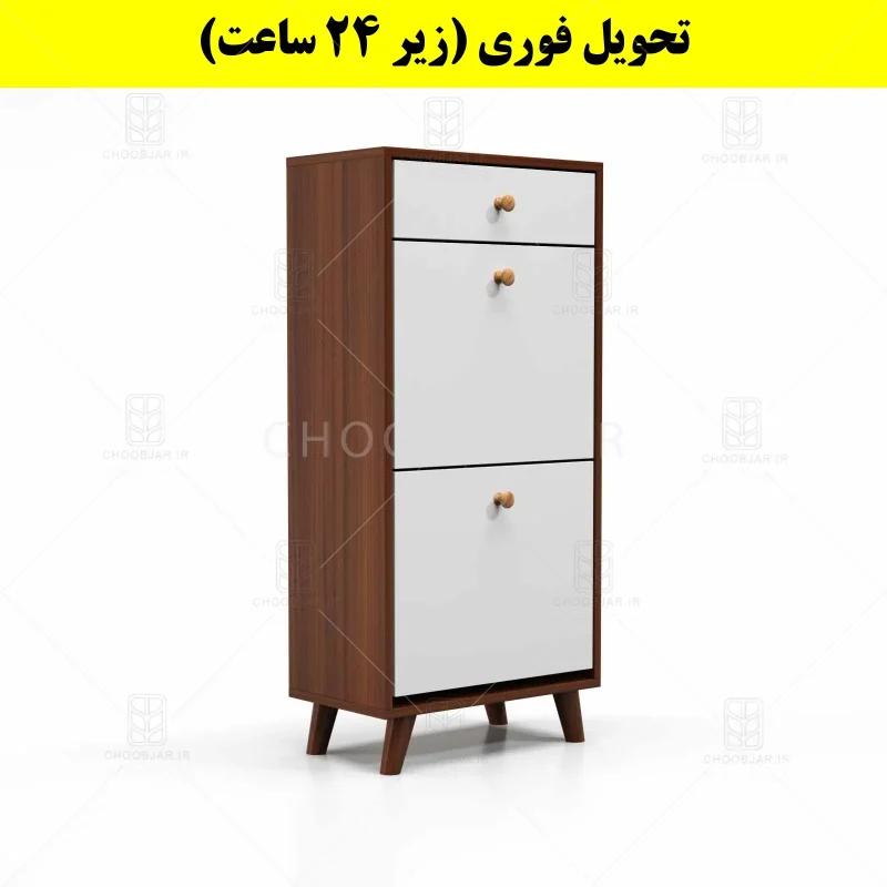 جاکفشی داشبوردی دو درب کشودار دستگیره چوبی – طول 50 (تحویل فوری) سفید فندوقی جاکفشی داشبوردی دو درب کشودار دستگیره چوبی – طول 50 (تحویل فوری) سفید فندوقی