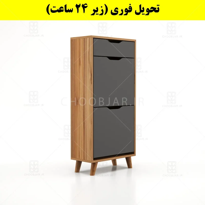 جاکفشی داشبوردی دو درب کشودار النا – طول 50 (تحویل فوری) نوک مدادی گردویی