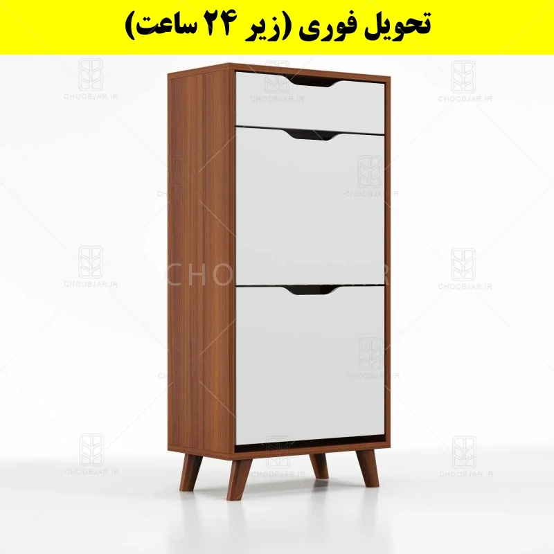 جاکفشی داشبوردی دو درب کشودار النا – طول 50 (تحویل فوری) سفید فندوقی