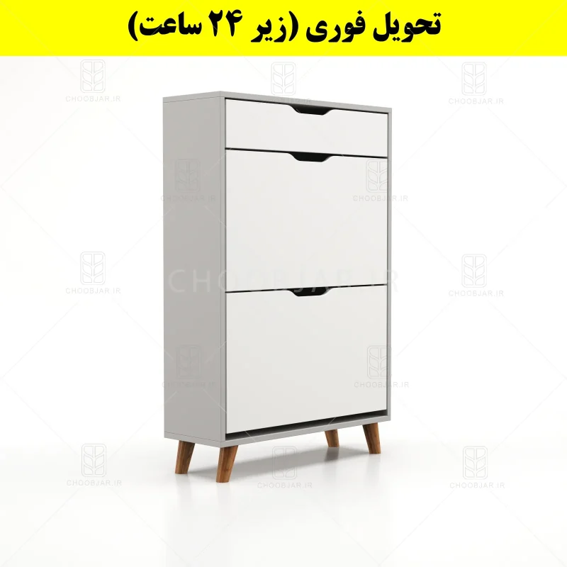 جاکفشی داشبوردی دو درب کشودار النا – طول 70 (تحویل فوری) سفید طوسی