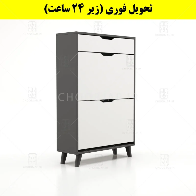جاکفشی داشبوردی دو درب کشودار النا – طول 70 (تحویل فوری) سفید نوک مدادی