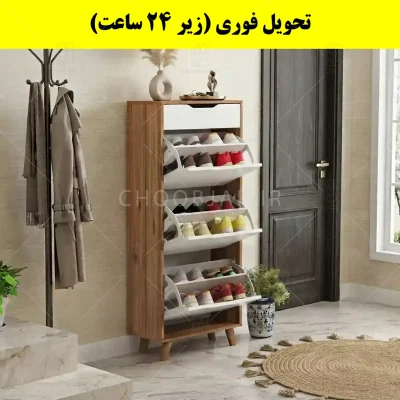 جاکفشی داشبوردی سه درب کشودار النا – طول 50 (تحویل فوری) سفید گردویی