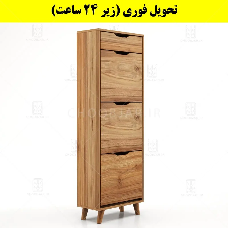 جاکفشی داشبوردی سه درب کشودار النا – طول 50 (تحویل فوری) گردویی