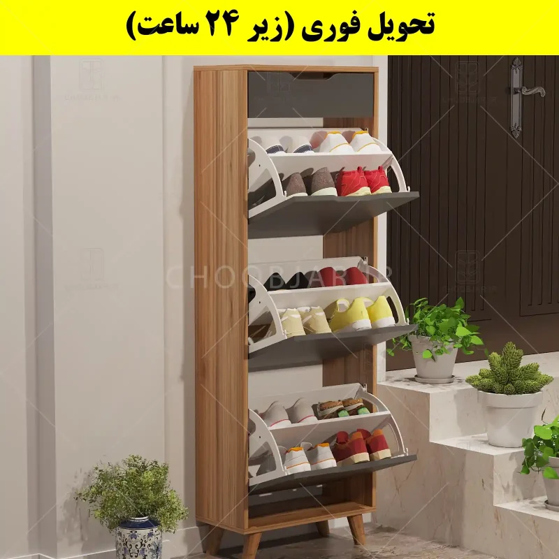 جاکفشی داشبوردی سه درب کشودار النا – طول 50 (تحویل فوری) نوک مدادی گردویی