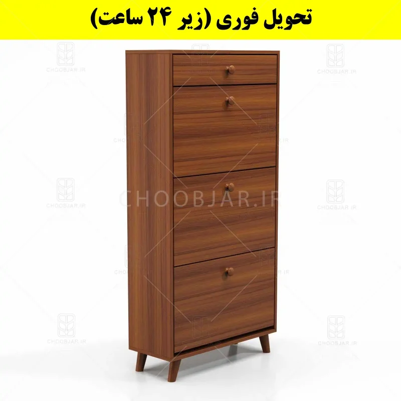 جاکفشی داشبوردی سه درب کشودار دستگیره چوبی – طول 70 (تحویل فوری) فندوقی