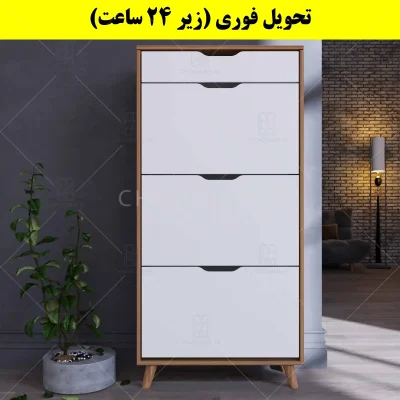 جاکفشی داشبوردی سه درب کشودار النا – طول 70 (تحویل فوری) سفید گردویی