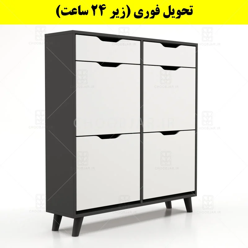 جاکفشی داشبوردی چهار درب کشودار النا – طول 100 (تحویل فوری) سفید نوک مدادی