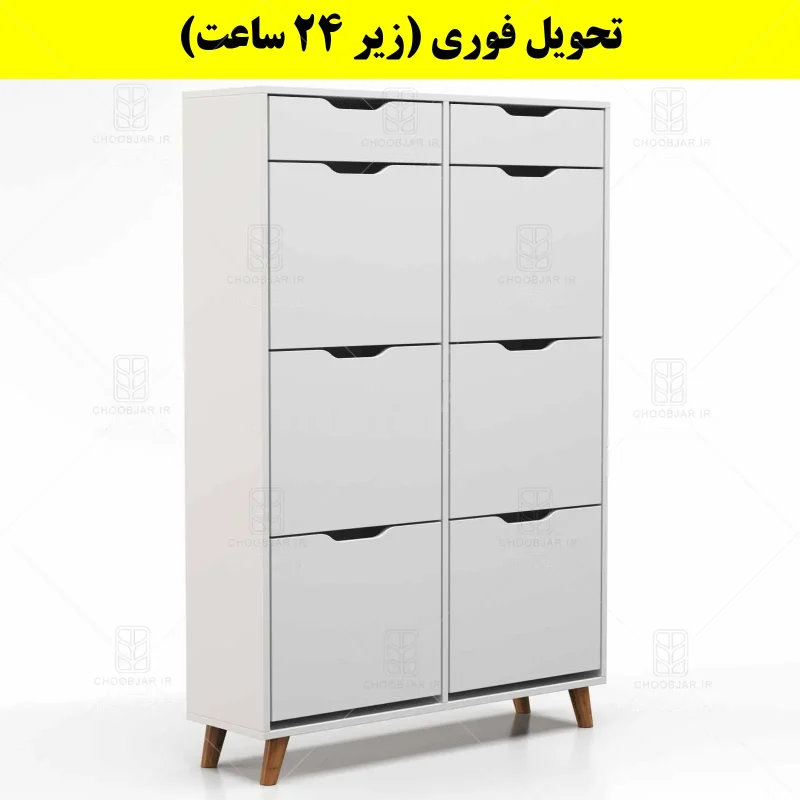 جاکفشی داشبوردی شش درب کشودار النا – طول 100 (تحویل فوری) سفید