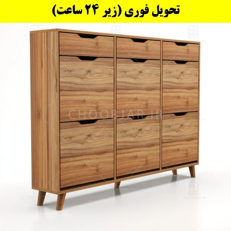 جاکفشی داشبوردی شش درب کشودار النا – طول 150 (تحویل فوری) گردویی