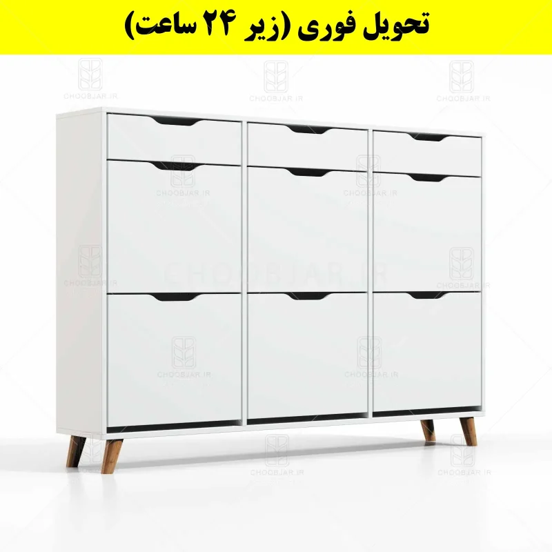 جاکفشی داشبوردی شش درب کشودار النا – طول 150 (تحویل فوری) سفید