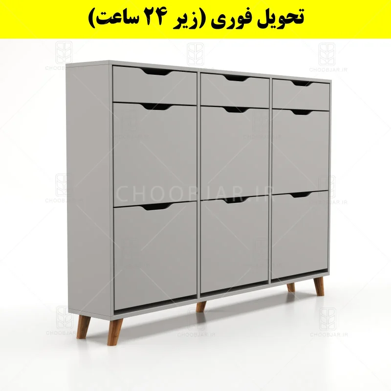 جاکفشی داشبوردی شش درب کشودار النا – طول 150 (تحویل فوری) طوسی