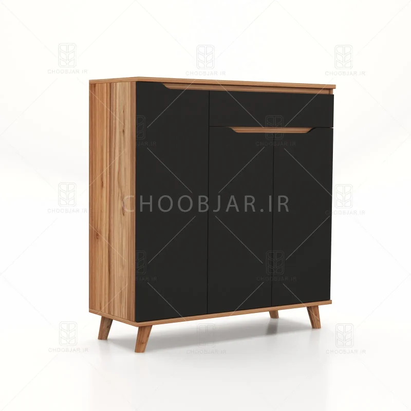 جاکفشی کنسولی روما 3 درب طول 90 مشکی گردویی