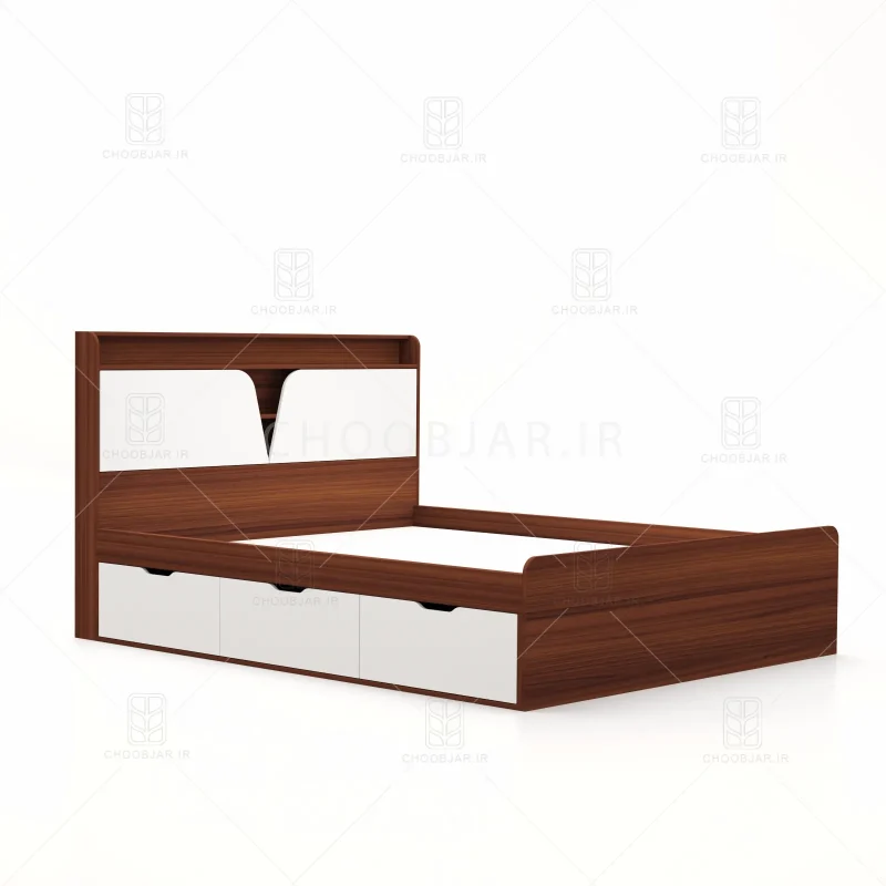 تخت خواب دو نفره شیوا سه کشو سفید فندوقی تخت خواب دو نفره شیوا سه کشو سفید فندوقی