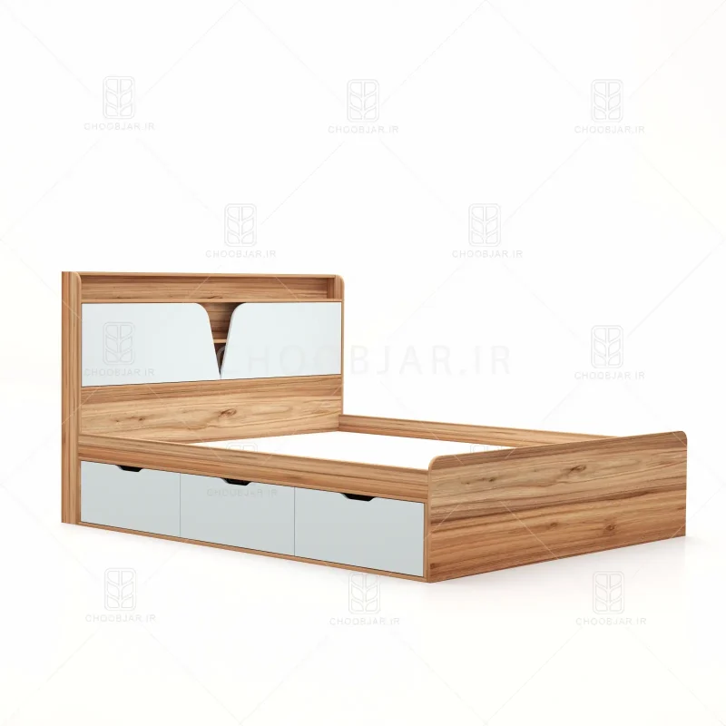 تخت خواب دو نفره شیوا سه کشو طوسی گردویی تخت خواب دو نفره شیوا سه کشو طوسی گردویی