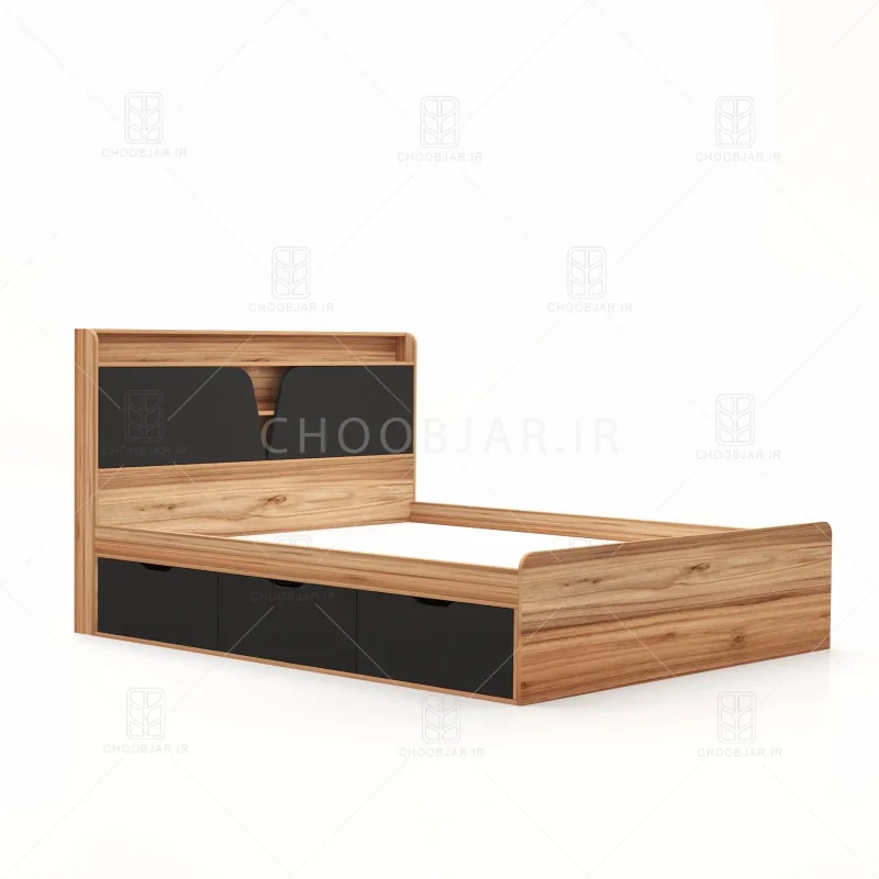 تخت خواب دو نفره شیوا سه کشو مشکی گردویی تخت خواب دو نفره شیوا سه کشو مشکی گردویی