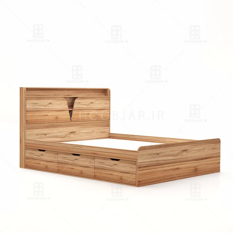 تخت خواب دو نفره شیوا سه کشو گردویی تخت خواب دو نفره شیوا سه کشو گردویی