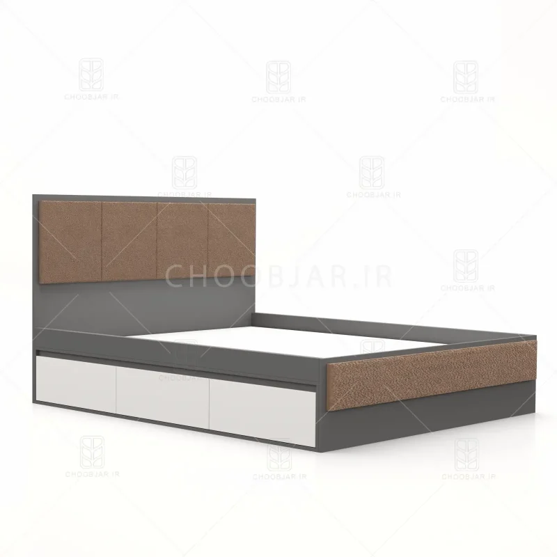 تخت خواب دو نفره یگانه سه کشو سفید نوک مدادی تخت خواب دو نفره یگانه سه کشو سفید نوک مدادی
