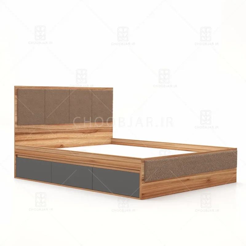 تخت خواب دو نفره یگانه سه کشو نوک مدادی گردویی تخت خواب دو نفره یگانه سه کشو نوک مدادی گردویی