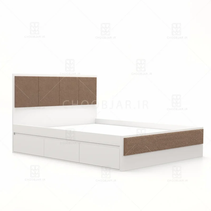 تخت خواب دو نفره یگانه سه کشو سفید تخت خواب دو نفره یگانه سه کشو سفید