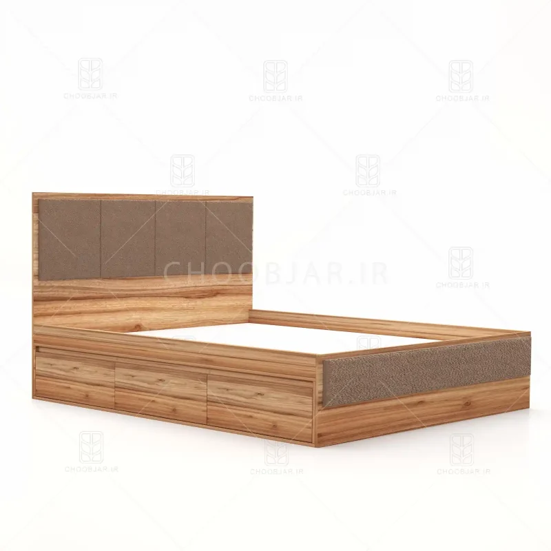 تخت خواب دو نفره یگانه سه کشو گردویی تخت خواب دو نفره یگانه سه کشو گردویی