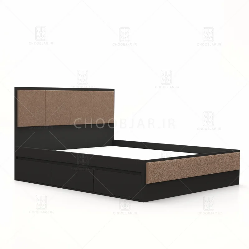 تخت خواب دو نفره یگانه سه کشو مشکی تخت خواب دو نفره یگانه سه کشو مشکی