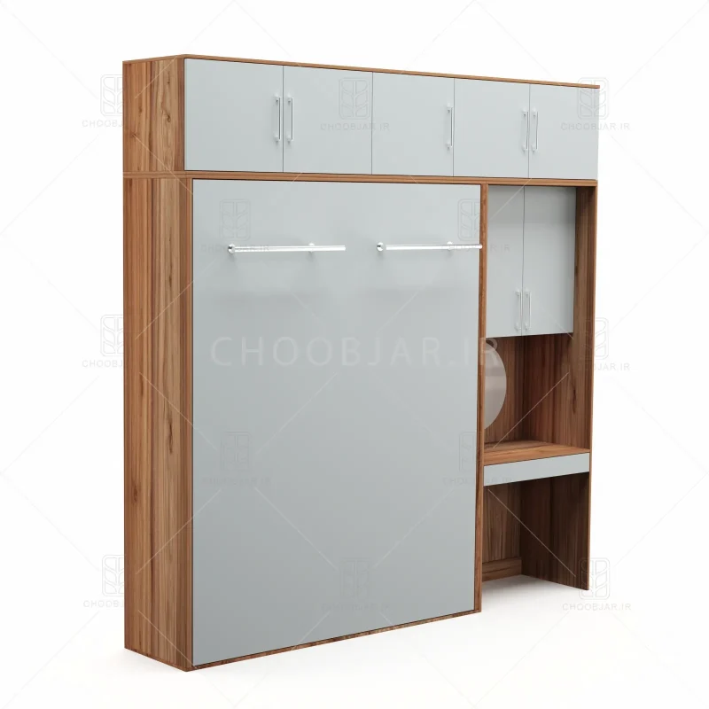 تخت تاشو عمودی دو نفره طول 250 کد 104 طوسی گردویی