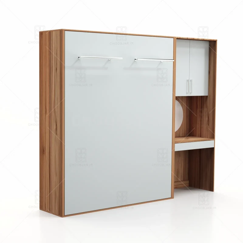 تخت تاشو عمودی دو نفره طول 250 کد 105 طوسی گردویی