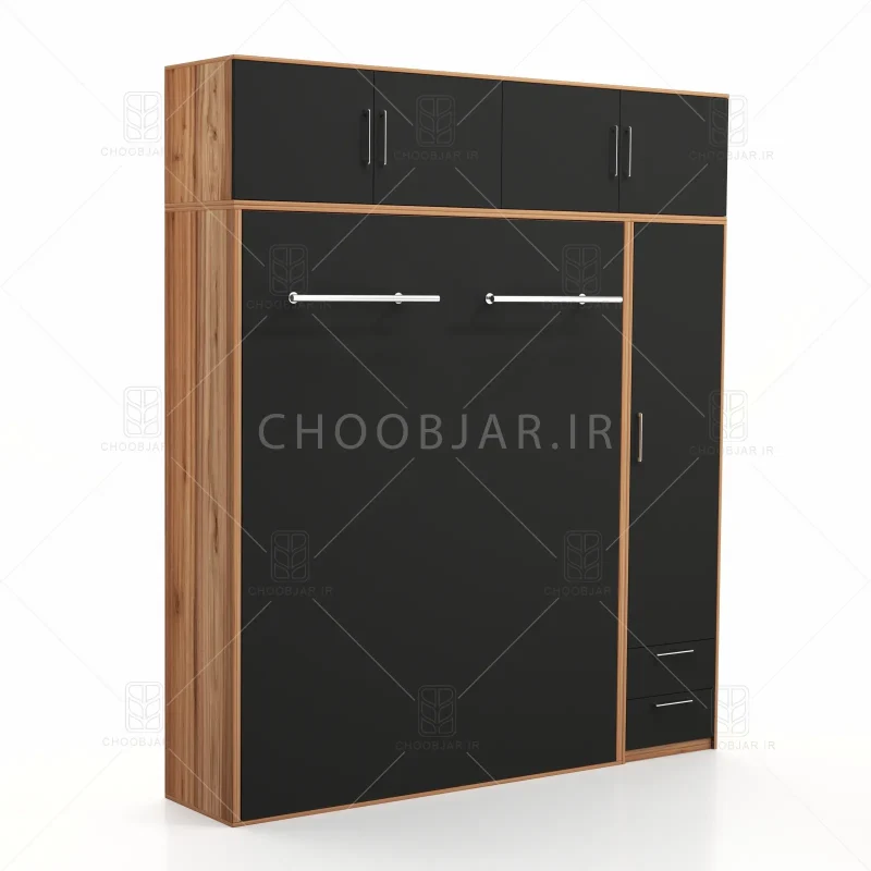 تخت تاشو عمودی دو نفره طول 225 کد 108 مشکی گردویی
