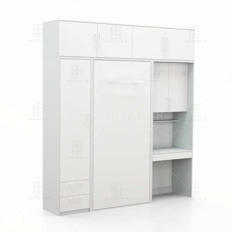 تخت تاشو عمودی تک نفره طول 235 کد 114 سفید طوسی