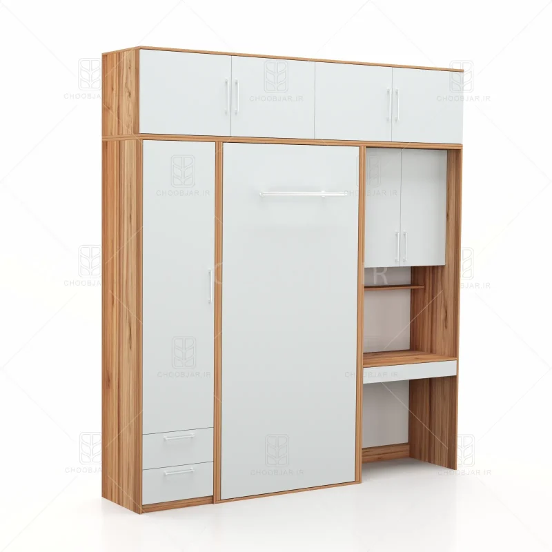 تخت تاشو عمودی تک نفره طول 235 کد 114 طوسی گردویی