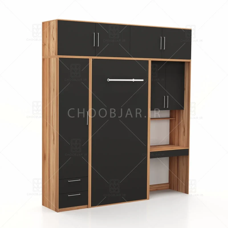 تخت تاشو عمودی تک نفره طول 235 کد 114 مشکی گردویی