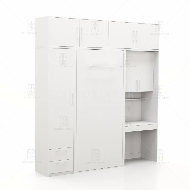 تخت تاشو عمودی تک نفره طول 235 کد 114 سفید