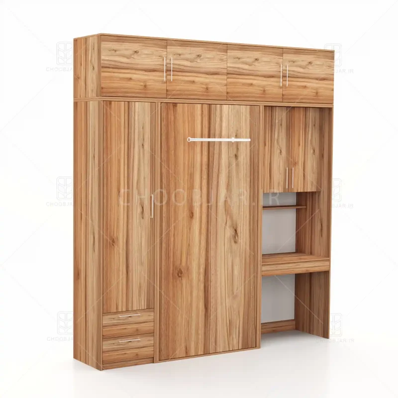 تخت تاشو عمودی تک نفره طول 235 کد 114 گردویی