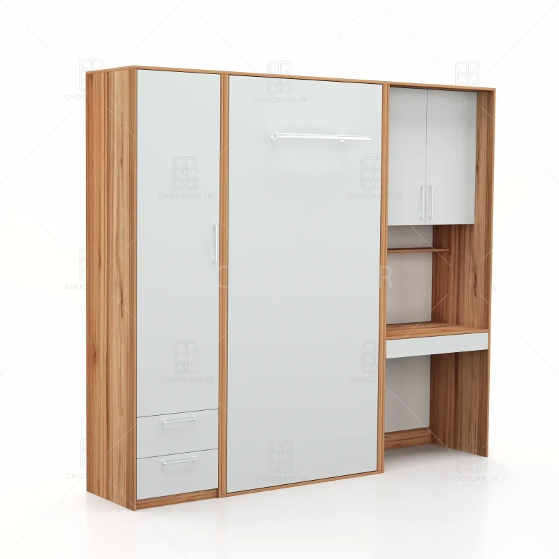 تخت تاشو عمودی تک نفره طول 235 کد 115 طوسی گردویی