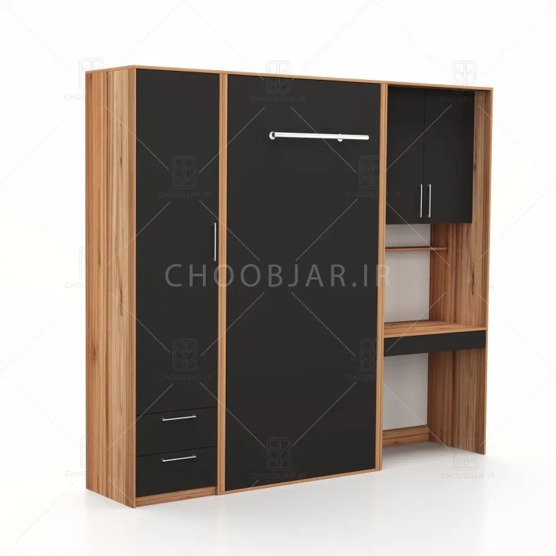 تخت تاشو عمودی تک نفره طول 235 کد 115 مشکی گردویی