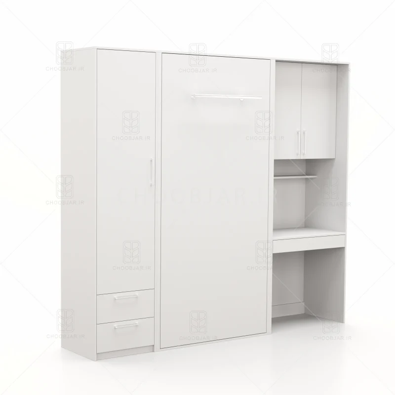 تخت تاشو عمودی تک نفره طول 235 کد 115 سفید