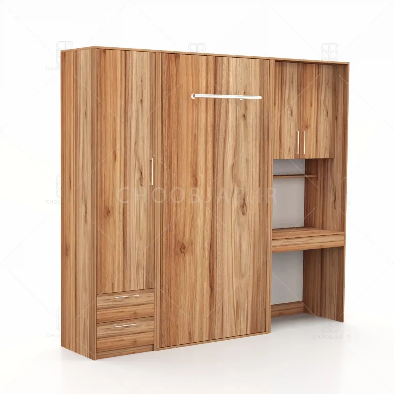 تخت تاشو عمودی تک نفره طول 235 کد 115 گردویی