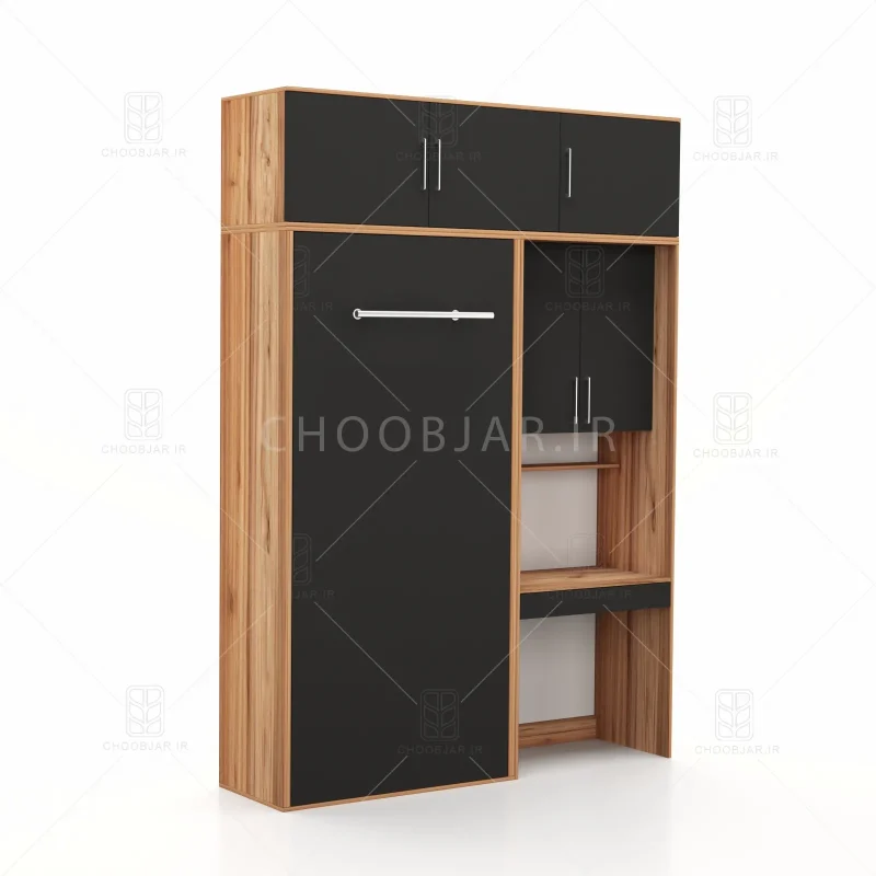 تخت تاشو عمودی تک نفره طول 185 کد 116 مشکی گردویی