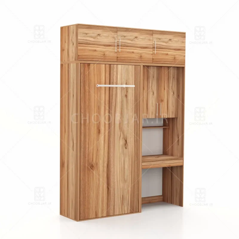 تخت تاشو عمودی تک نفره طول 185 کد 116 گردویی