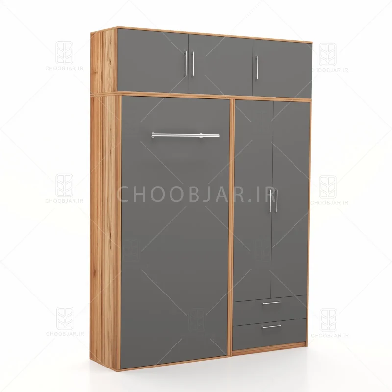 تخت تاشو عمودی تک نفره طول 185 کد 118 نوک مدادی گردویی