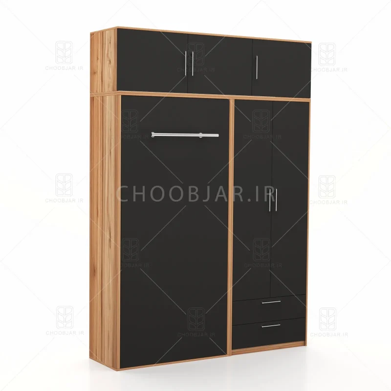 تخت تاشو عمودی تک نفره طول 185 کد 118 مشکی گردویی