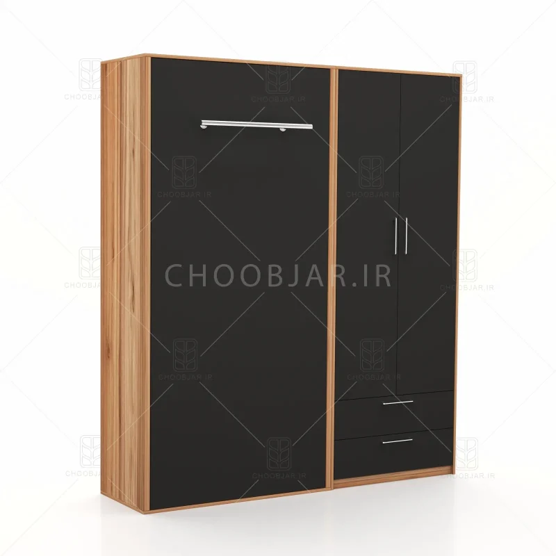 تخت تاشو عمودی تک نفره طول 185 کد 119 مشکی گردویی